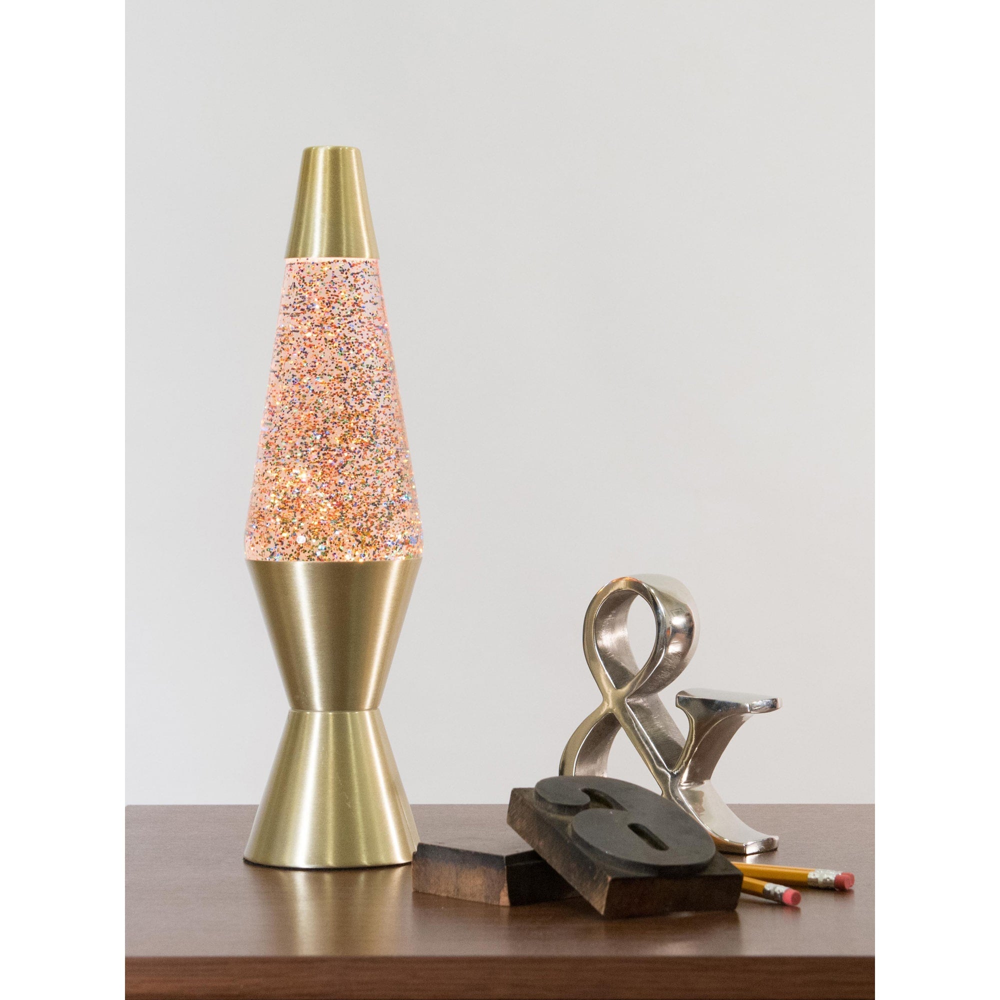 14.5″ LAMP RAINBOW GLITTER – CLEAR/GOLD J2